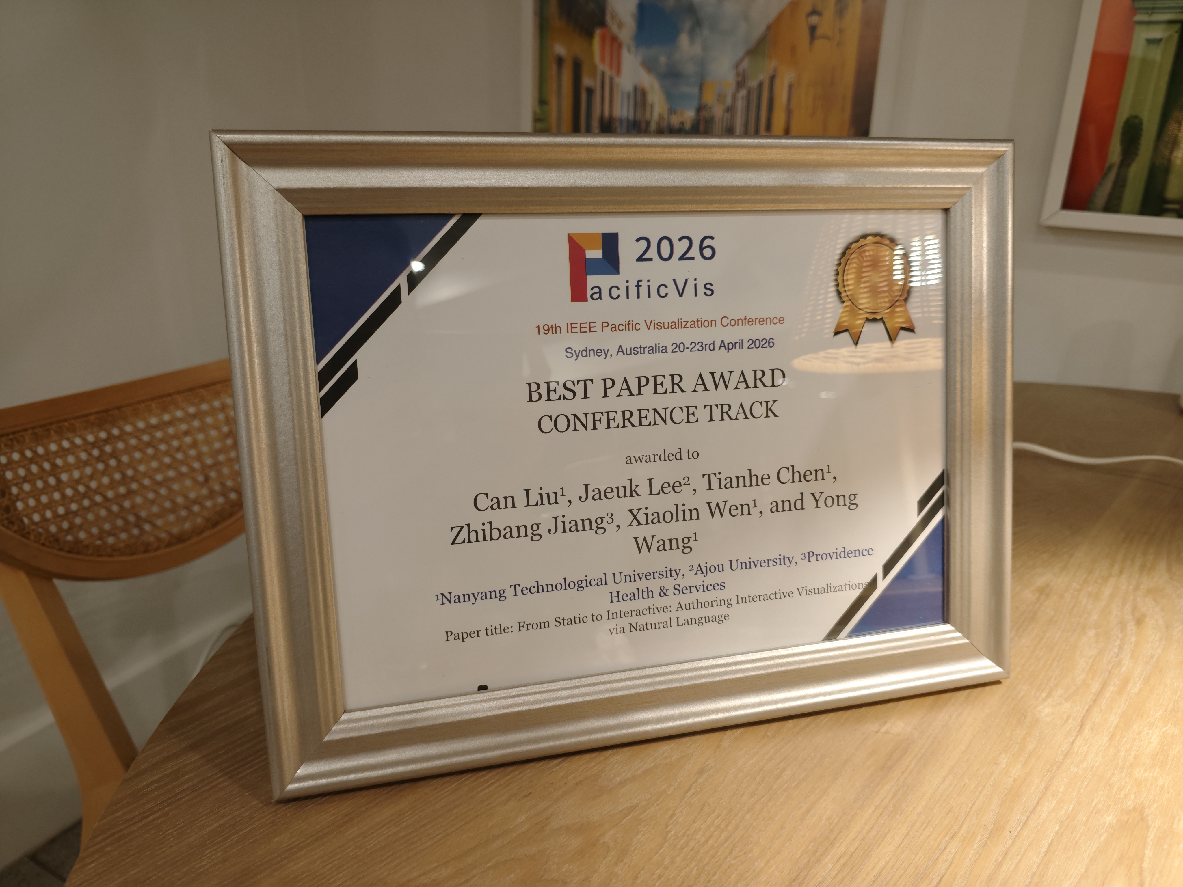 Best Paper Award at IEEE Pacific Visualization Conference (PacificVis 2026) image 2